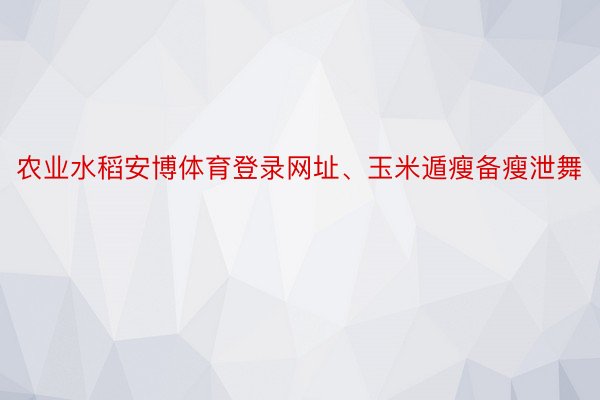 农业水稻安博体育登录网址、玉米遁瘦备瘦泄舞