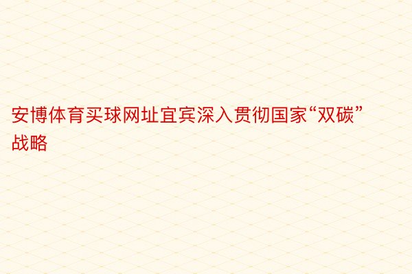 安博体育买球网址宜宾深入贯彻国家“双碳”战略